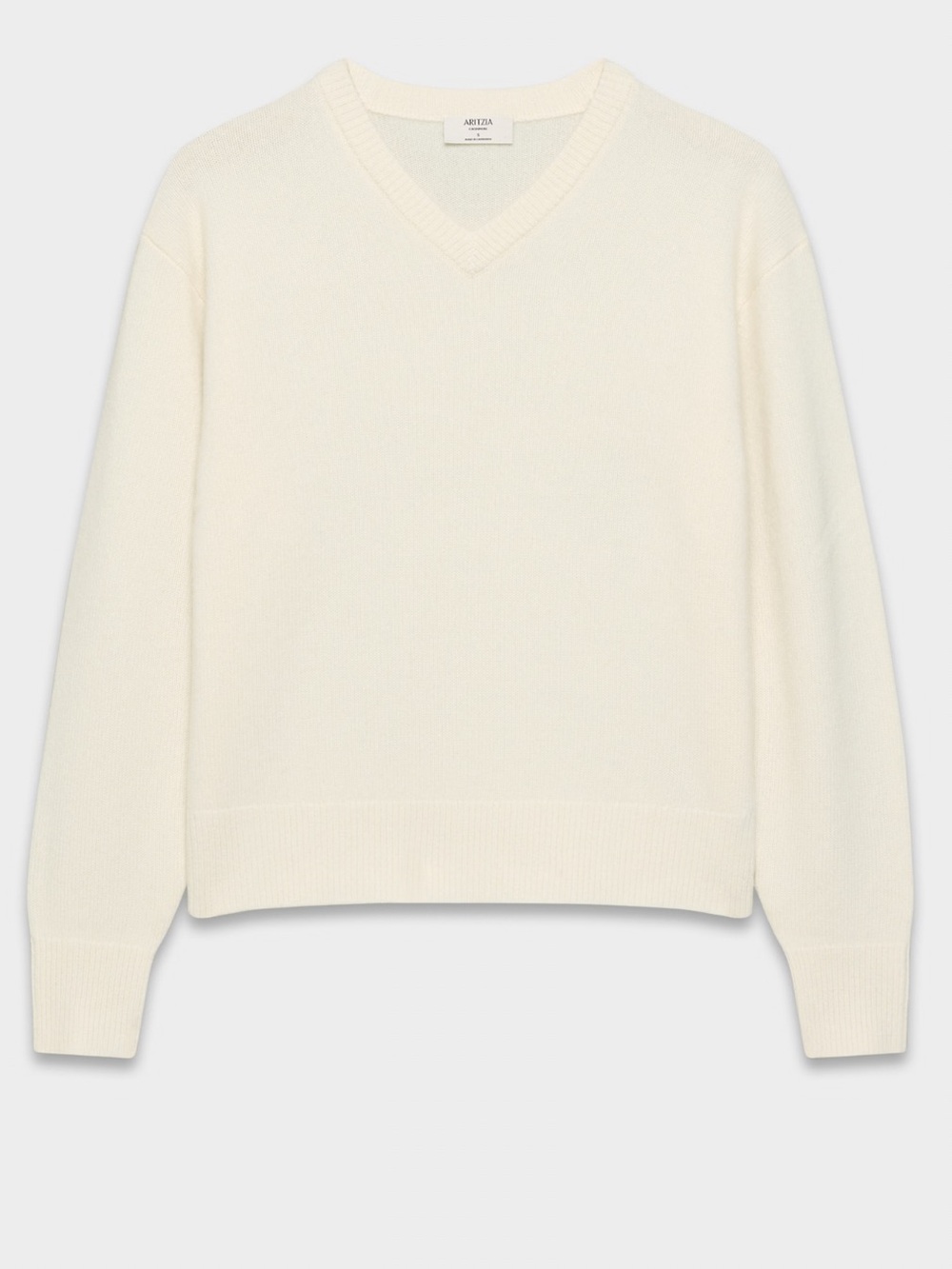 Aritzia Essential Cashmere Shrunken V-Neck Sweater Plush Version